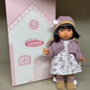 RARE Llorens Hand Made In Spain 11” Fashion Doll Aja in Floral Dress Lilac Asian